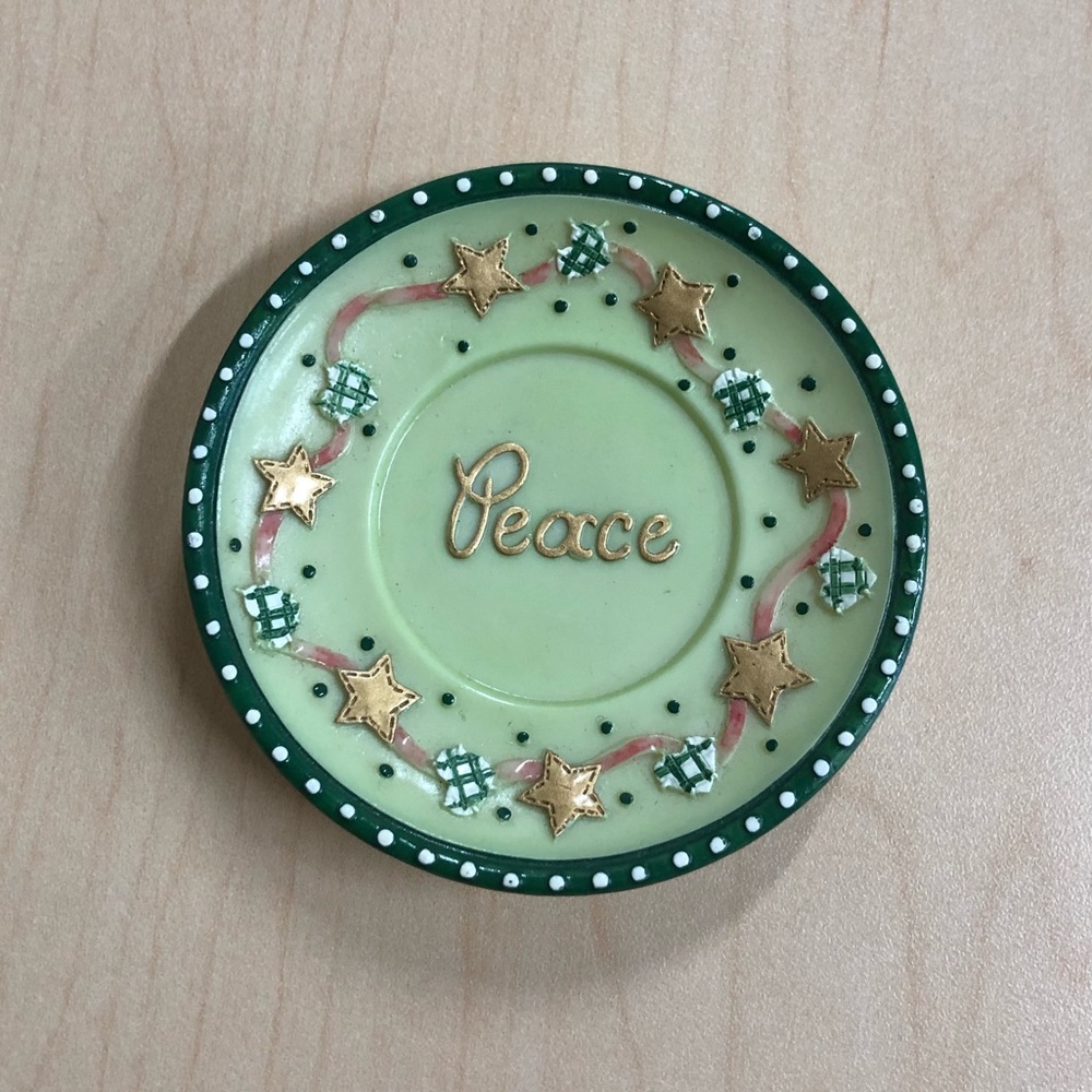 Cherished Teddies Jean Cup Full Peace Priscilla Hillman Mini Decor Plate 3” 1997